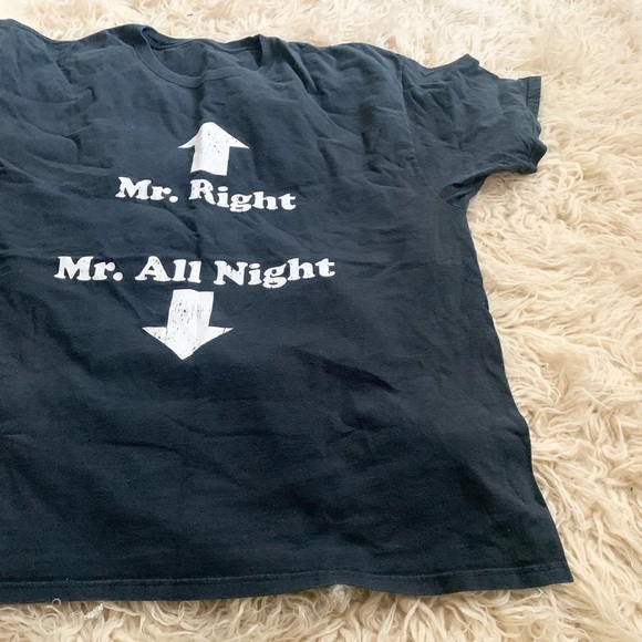 Funny Tee Plus Size Mr. Right & Mr. All Night 3X black White - Picture 6 of 8